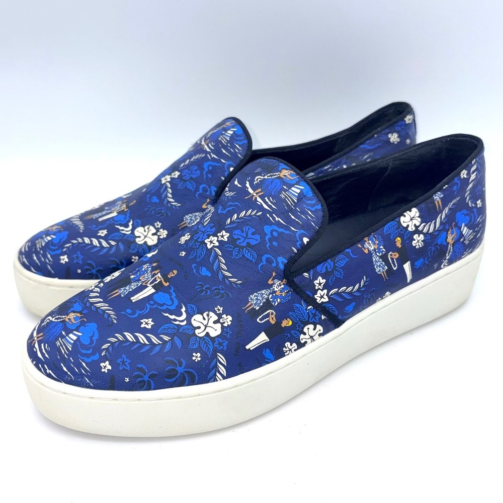 Michael Kors Collection Blue Hawaiian Leather Janelle Slip On Sneakers 8 Resort